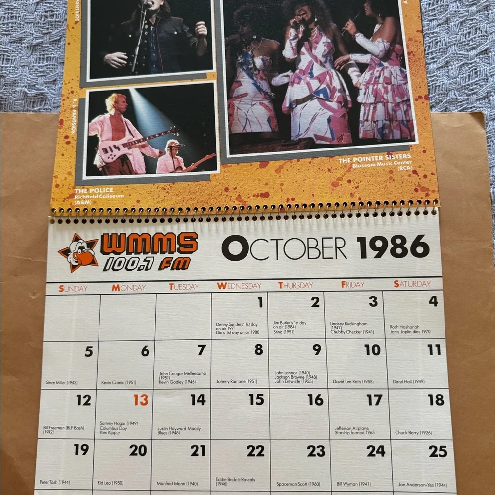 MMS Design Studio 1986 Calendar - Bold Red and Yellow
